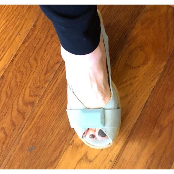 GITANO - NWT - L Sz 7.5 Lt. Blue Canvas Espadrilles. Jute-Wrapped 4” Heels CUTE - Picture 16 of 16